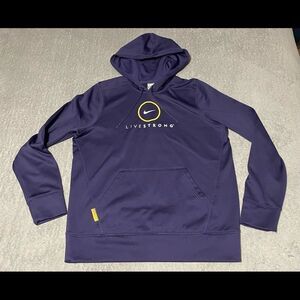 𝅺NIKE therma-fit live strong hoodie purple and gold size large very good cond